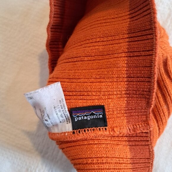 Patagonia child one size 2 tone orange beanie wool blend - Picture 3 of 4